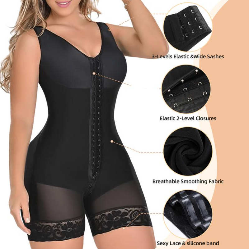 Women's shaping girdle with abdominal control, full body shaper that lifts the buttocks and has a zipper at the crotch