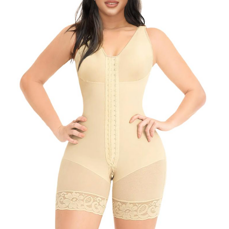 Women's shaping girdle with abdominal control, full body shaper that lifts the buttocks and has a zipper at the crotch