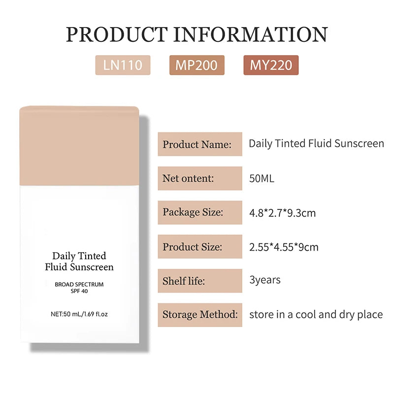 Daily Tinted Fluid Sunscreen 50ml Spf Facial