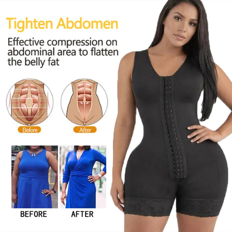 Women's shaping girdle with abdominal control, full body shaper that lifts the buttocks and has a zipper at the crotch