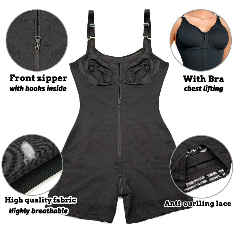 Women’s YIANNA Fajas Colombianas shapewear  Tummy Control Butt Lifter Shaper with Zipper Crotch detachable shoulder strap