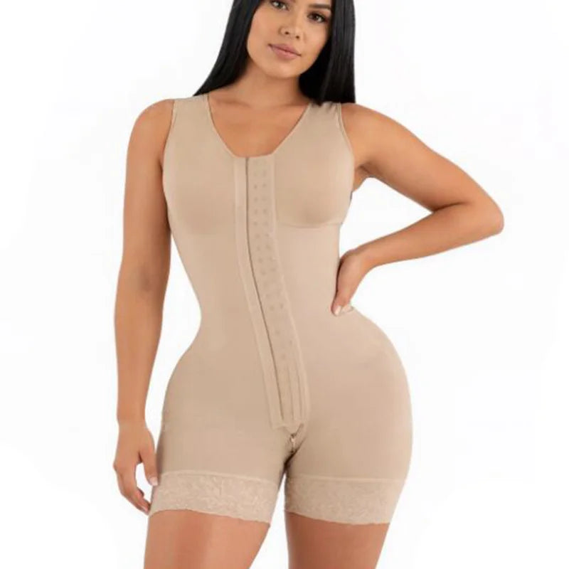 Women's shaping girdle with abdominal control, full body shaper that lifts the buttocks and has a zipper at the crotch